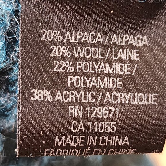 360 Sweater Emerald Blue Alpaca Wool Cable Knit Mockneck Sweater - Picture 7 of 7